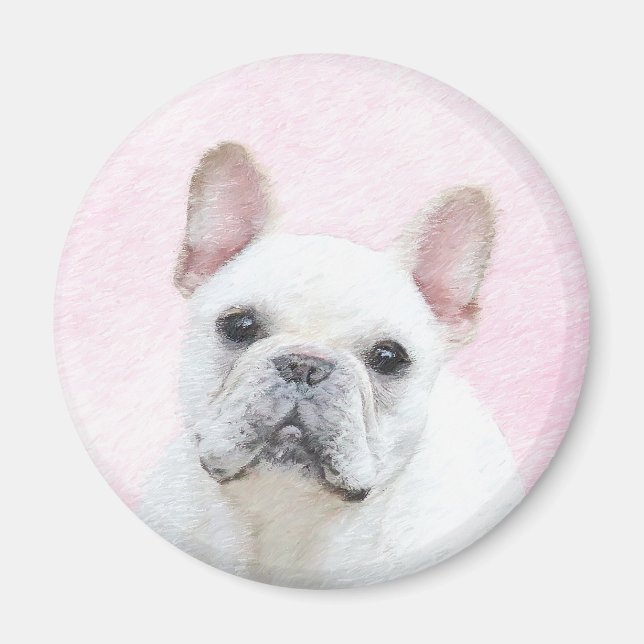Imã Pintura de Bulldog Francês (Creme/Branco) - Arte C (Frente)