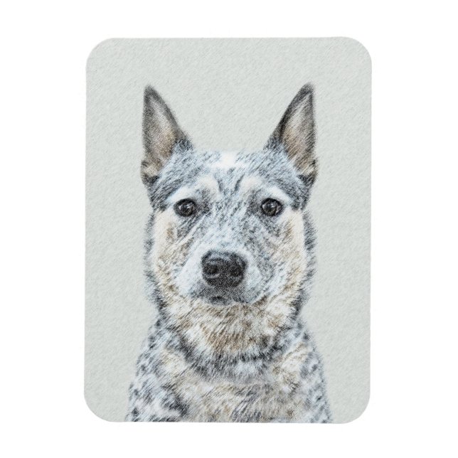 Ímã Pintura de Cachorro Australiano - Arte Original Bo (Vertical)