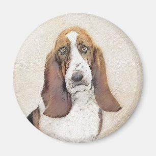 Imã Pintura de Cachorro Basset - Arte de Cachorro Orig