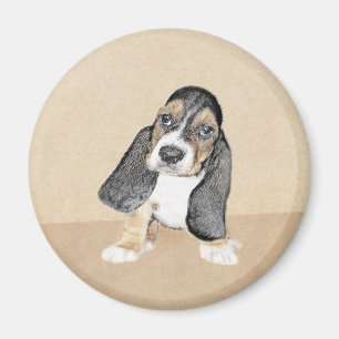 Imã Pintura De Cachorro De Basset - Arte De Cão Origi