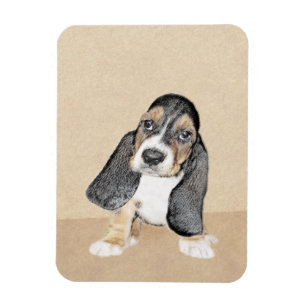 Ímã Pintura De Cachorro De Basset - Arte De Cão Origi