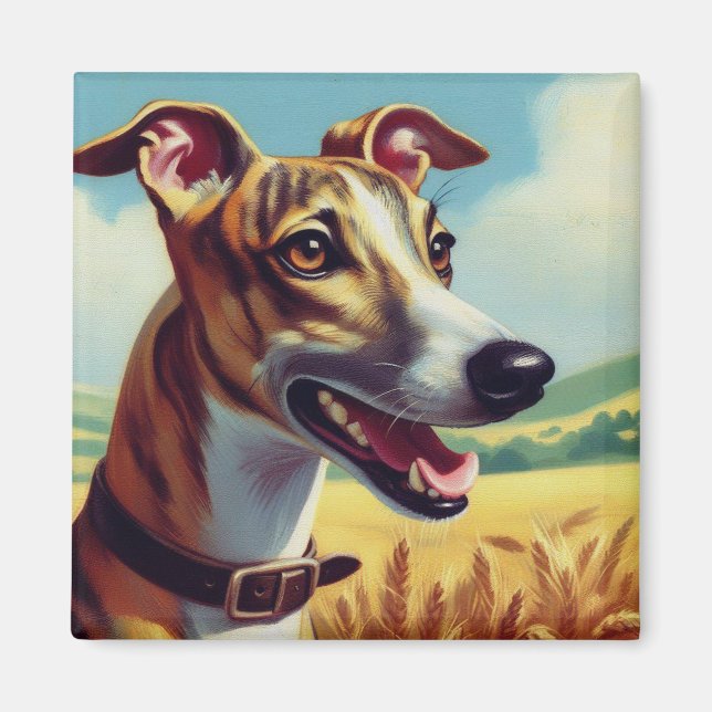Imã Pintura de Cachorro de Bippete Retro (Frente)