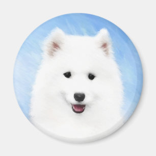 Imã Pintura De Cachorro Samoia - Arte Cachorro Origina