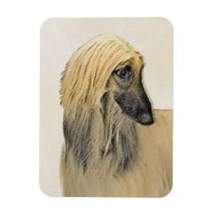 Ímã Pintura De Cães Afegã - Arte De Cachorro Origina