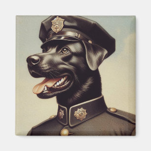 Imã Pintura de cães da Polícia de Vintage