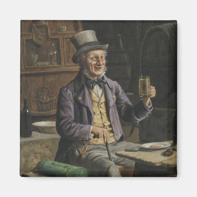 Imã Pintura de cerveja bebendo (Frente)