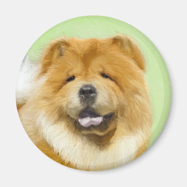 Imã Pintura De Chow Chow - Arte De Cachorro Original (Frente)