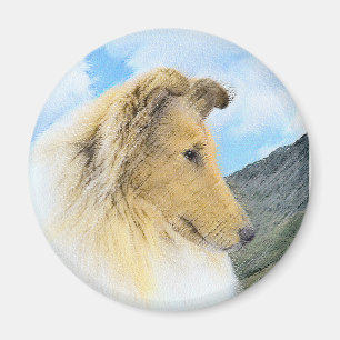 Imã Pintura de Collie em Montanhas (Rough) - Arte Cani