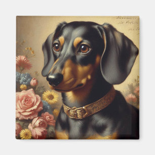Imã Pintura de Dachshund em Cute Vintage