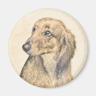 Imã Pintura de Dachshund (Longhaired) - Arte de Cão O