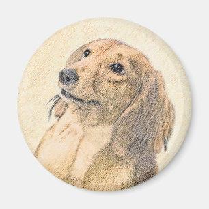 Imã Pintura de Dachshund (Longhaired) - Arte de Cão O