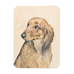 Ímã Pintura de Dachshund (Longhaired) - Arte de Cão O