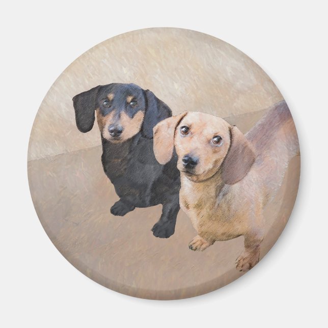 Imã Pintura de Dachshund (Smooth) - Arte de Cão Origin (Frente)