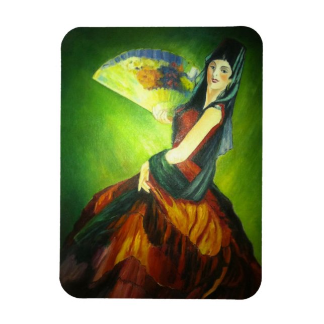 Ímã Pintura de Dançarina de Flamenco Espanhola (Vertical)