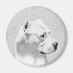 Imã Pintura de Dogo Argentino - Arte de Cachorro Origi