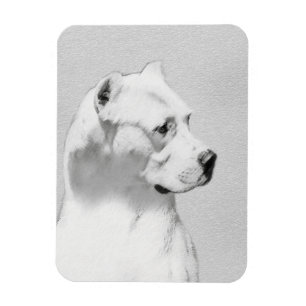 Ímã Pintura de Dogo Argentino - Arte Original de Cães