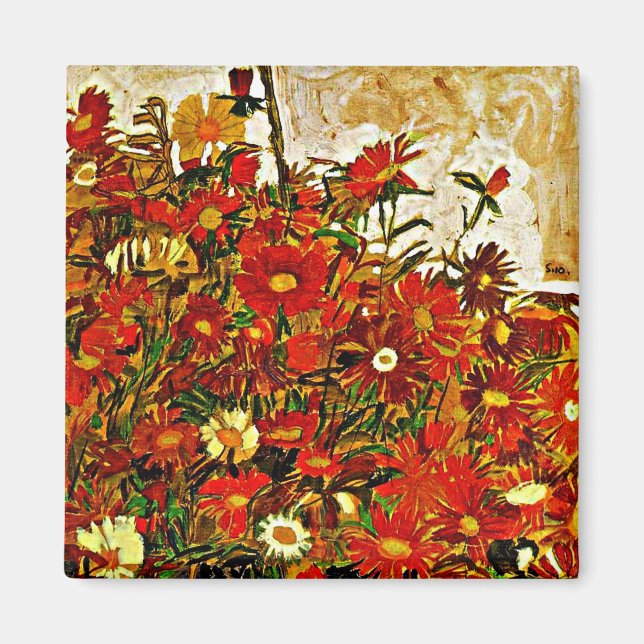 Imã Pintura de Egon Schiele, Campo de Flores (Frente)