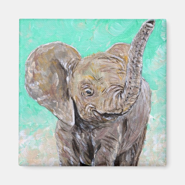 Imã Pintura de elefante bebê (Frente)