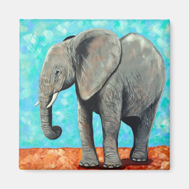 Imã Pintura de Elefante Bebê Grande  (Frente)