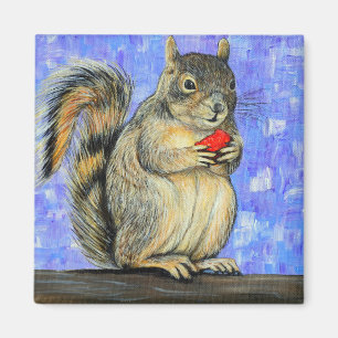 Imã Pintura de Esquilo Cheeky