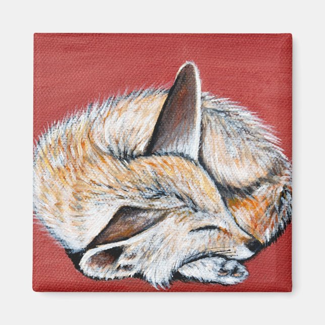 Imã Pintura de Fennec Fox com Sono (Frente)