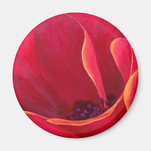 Imã Pintura de Flor Vermelho Poppy - Múltiplo (Frente)