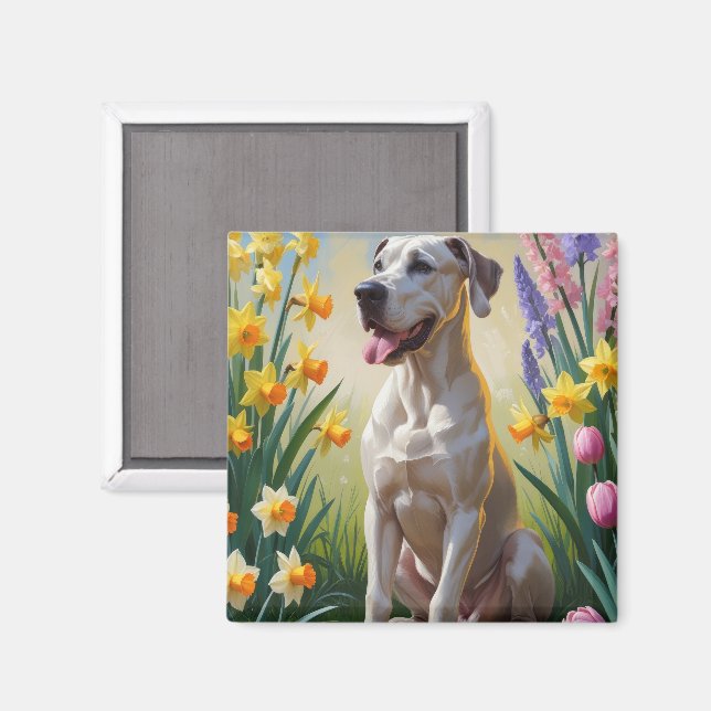 Imã Pintura de Flores de Cachorro Grande (Front/Back)