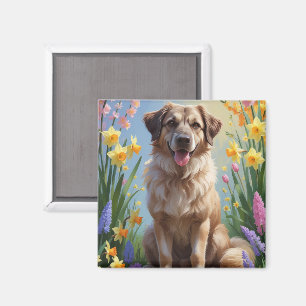 Imã Pintura de Flores de Cachorro-Pastor-Anatólia