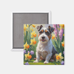 Imã Pintura de Flores de Cachorro Terrier australiano