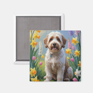 Imã Pintura de Flores de Primavera de Bernedoodle