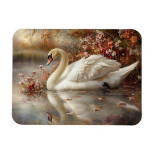 Ímã Pintura de Folhagem de Swan Pastel Autumn