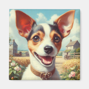 Imã Pintura de Fox Terrier com Toy