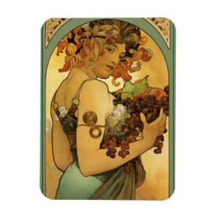Ímã Pintura de Fruta Alphonse Mucha