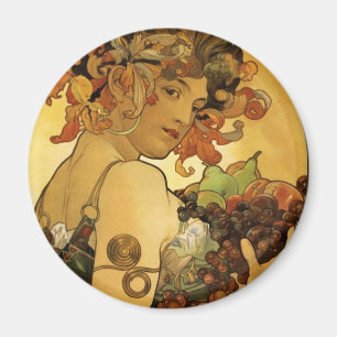 Imã Pintura de Fruta Alphonse Mucha