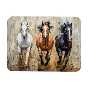 Ímã Pintura de Galopagem de Trio Cavalo