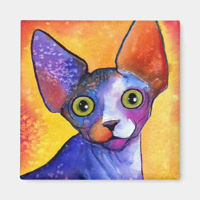 Imã Pintura de gata 3 esfinge vibrante (Frente)