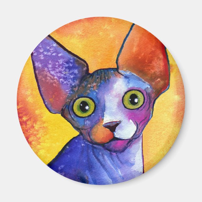 Imã Pintura de gata 3 esfinge vibrante (Frente)