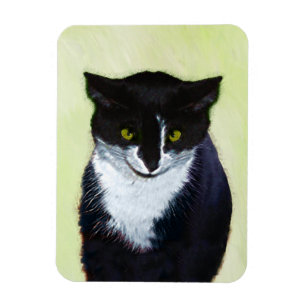 Ímã Pintura De Gato Tuxedo - Arte De Gato Original Bon