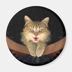 Imã Pintura de Gatos Loucos - Arte de Gato Original Bo