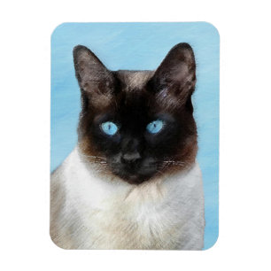 Ímã Pintura de Gatos Siameses - Arte de Gato Original