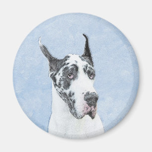 Imã Pintura de Great Dane (Arlequim) - Arte Original d