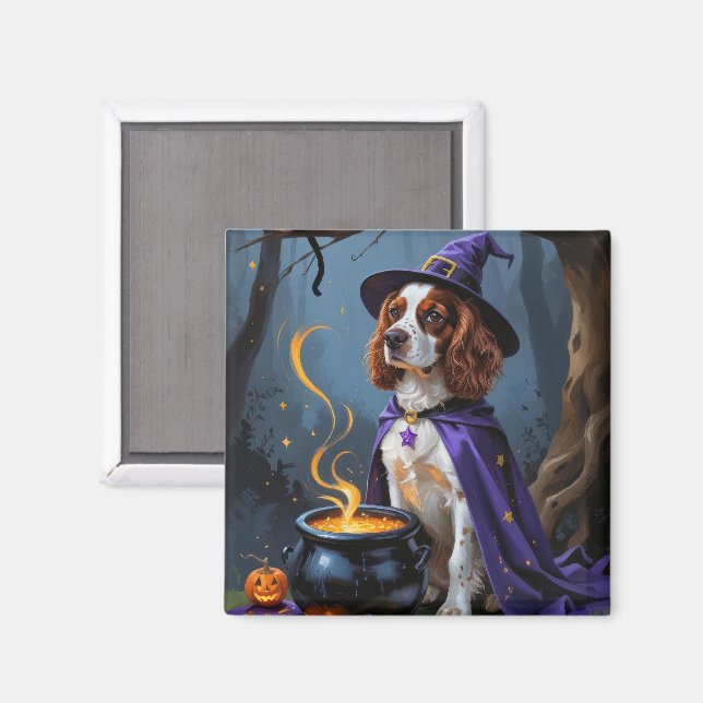 Imã Pintura de Halloween Caprichosa do Cão Brittany Sp (Front/Back)