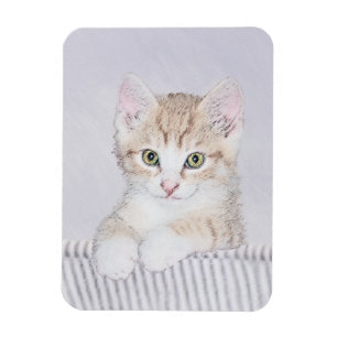Ímã Pintura de Kitten Amarelo - Arte Original para Gat