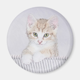 Imã Pintura de Kitten Amarelo - Arte Original para Gat