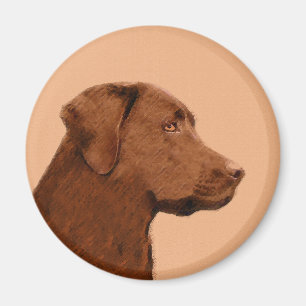 Imã Pintura de Labrador Retriever (Chocolate) - Arte C