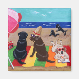 Imã Pintura de Labradors da brisa do verão