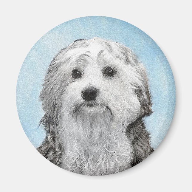 Imã Pintura De Lowchen - Arte De Cachorro Original Cus (Frente)