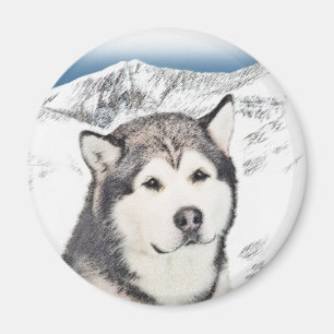 Imã Pintura de Malamute no Alasca - Arte de Cachorro O