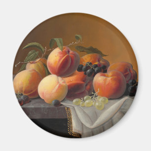 Imã Pintura de Natureza Morta de Frutas com Pêssegos e