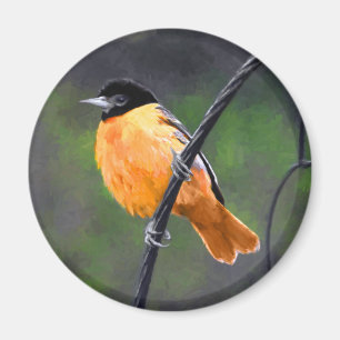 Imã Pintura de Oriole - Arte de Pássaro Original